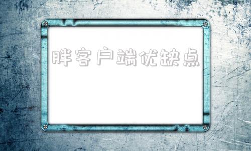 胖客户端优缺点瘦客户端和胖客户端